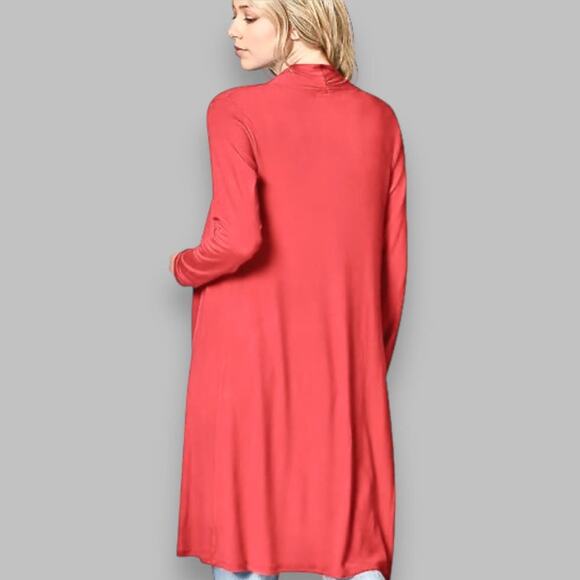Neiman Marcus Soft Red Cotton Cardigan | Size L - Picture 4 of 6